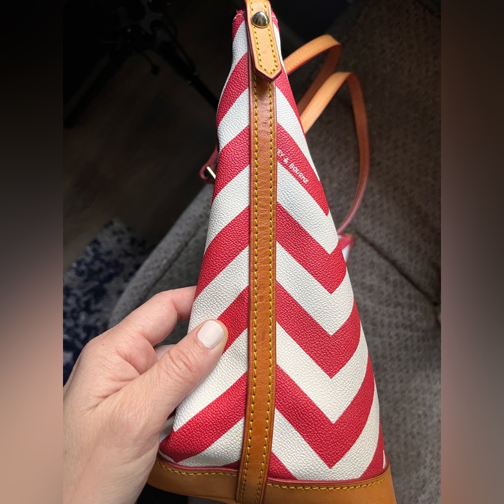 Dooney & Bourke Red Chevron Tote Bag - Picture 11 of 16